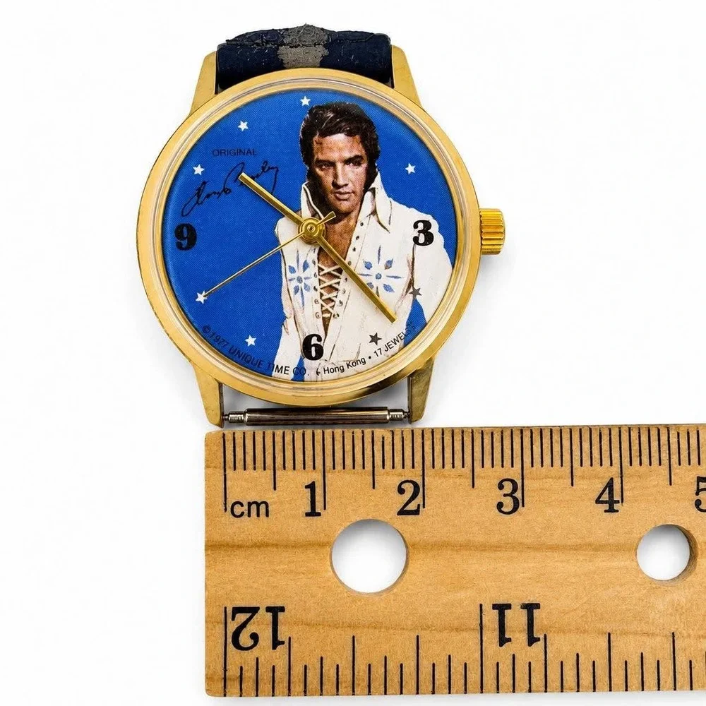 Vtg 1977 Elvis Presley Watch Head Unique Time Co 17 Jewel Mechanical 34mm WORKS